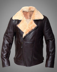 Full Shearling Dark Brown Leather Bomber Jacket
