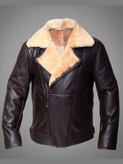 Full Shearling Dark Brown Leather Bomber Jacket