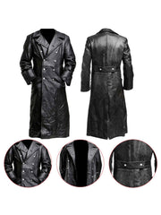 WW2 German Gestapo Black Trench Leather Coat