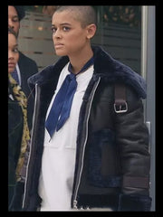 Gossip Girl Julien Calloway Fur Trim Leather Jacket