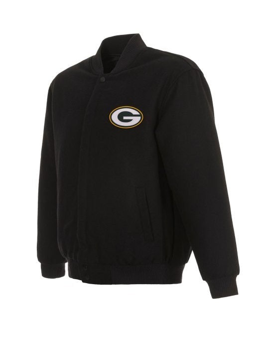 Green Bay Packers Varsity Black Wool Jacket