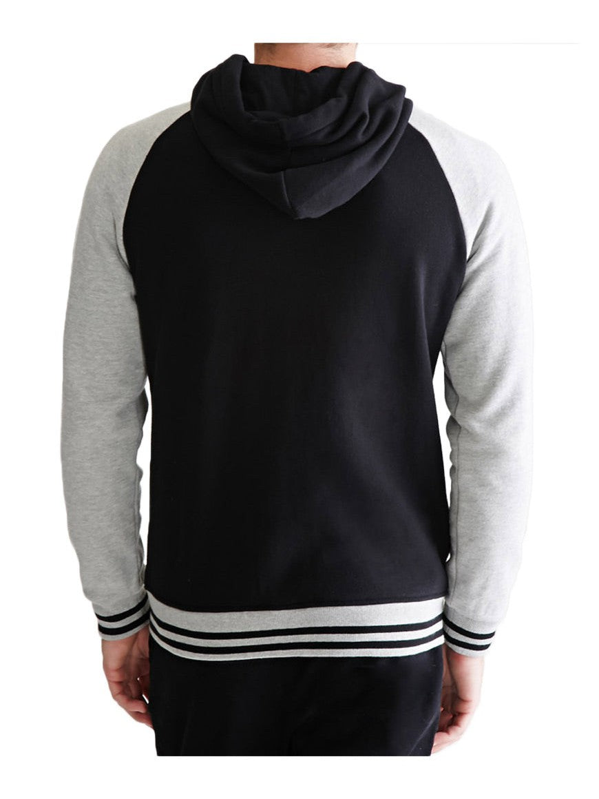 Men’s Grey and Black Varsity Hooded Jacket
