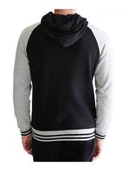 Men’s Grey and Black Varsity Hooded Jacket