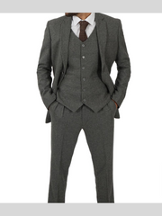 Mens Three Piece Grey Gangster Style Suit