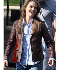 Bedtime Stories Keri Russell Brown Leather Jacket
