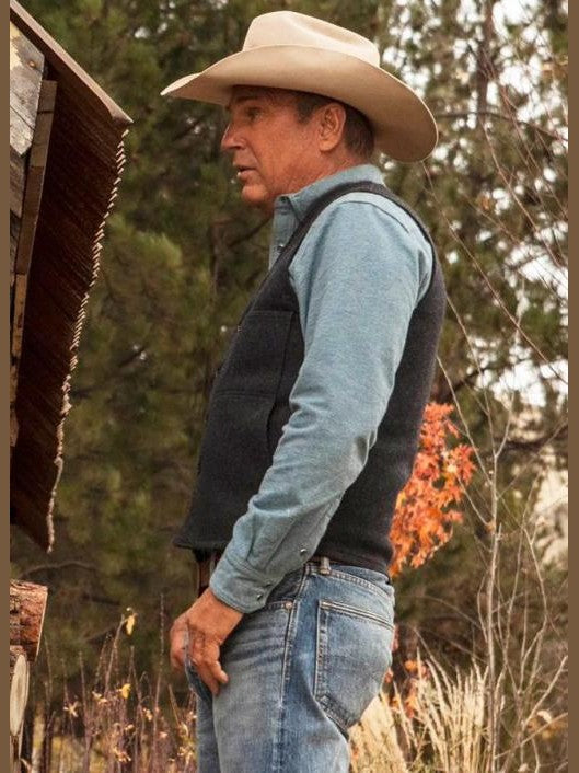 Yellowstone John Dutton Grey Wool Vest