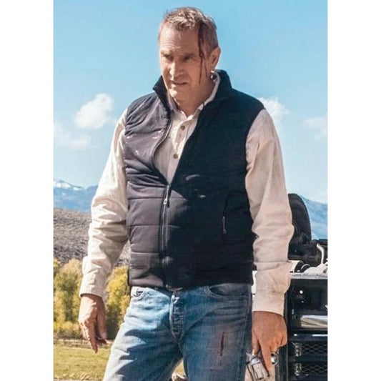 Kevin Costner Yellowstone John Dutton Black Quilted Vest