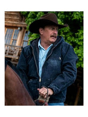 Yellowstone John Dutton Blue Hooded Denim Jacket