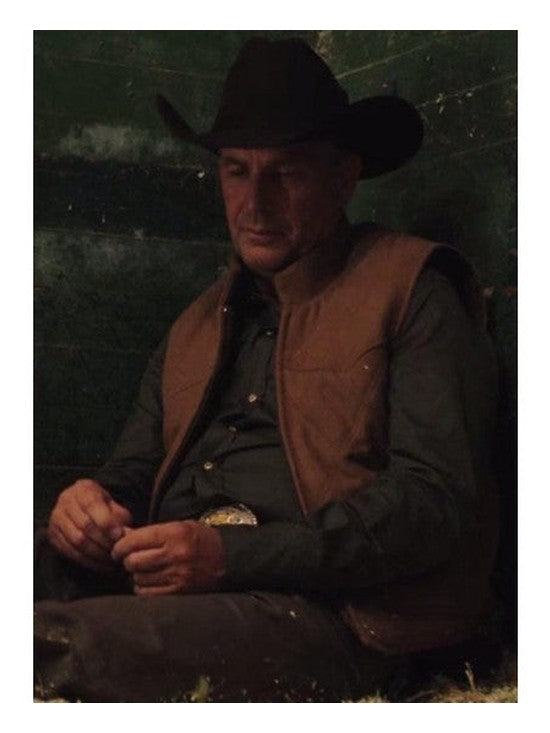 Kevin Costner Yellowstone John Dutton Leather Quilted Vest