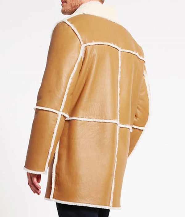 Mens Brown Shearling Leather Coat