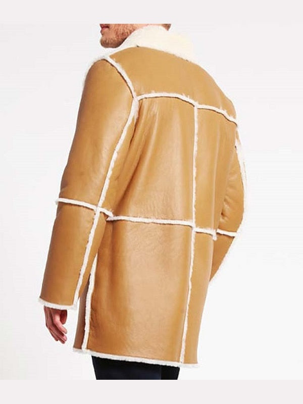 Mens Brown Shearling Leather Coat