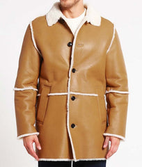 Mens Brown Shearling Leather Coat