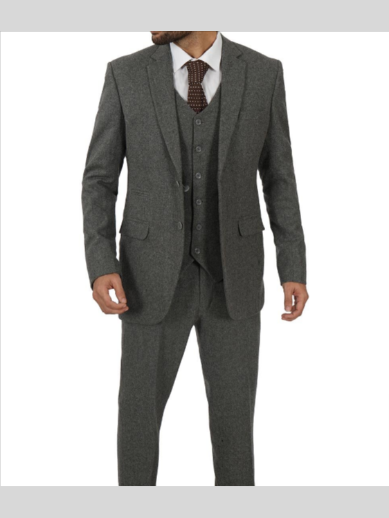 Mens Three Piece Grey Gangster Style Suit