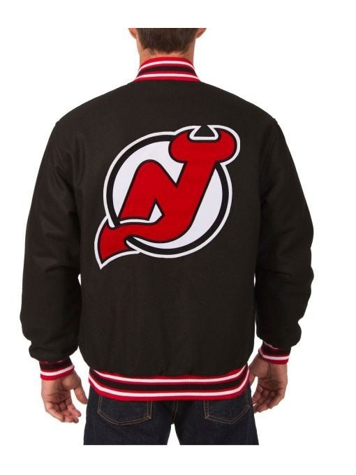 New Jersey Devils Varsity Black Wool Jacket