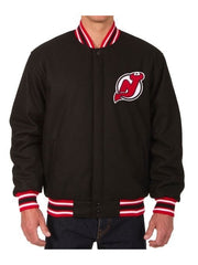 New Jersey Devils Varsity Black Wool Jacket