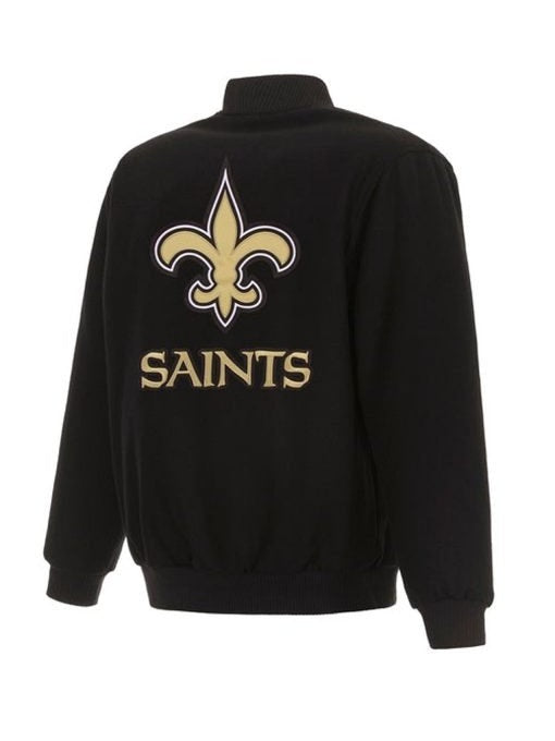 New Orleans Saints Varsity Black Wool Jacket