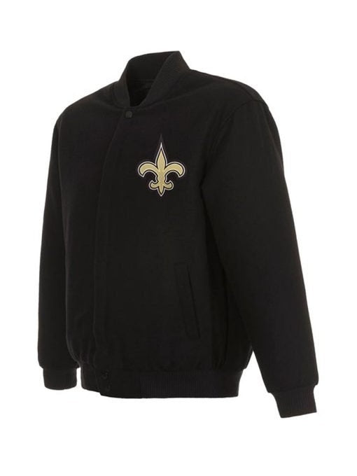 New Orleans Saints Varsity Black Wool Jacket