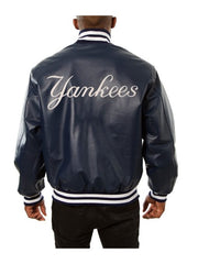 New York Yankees Varsity Navy Blue Leather Jacket