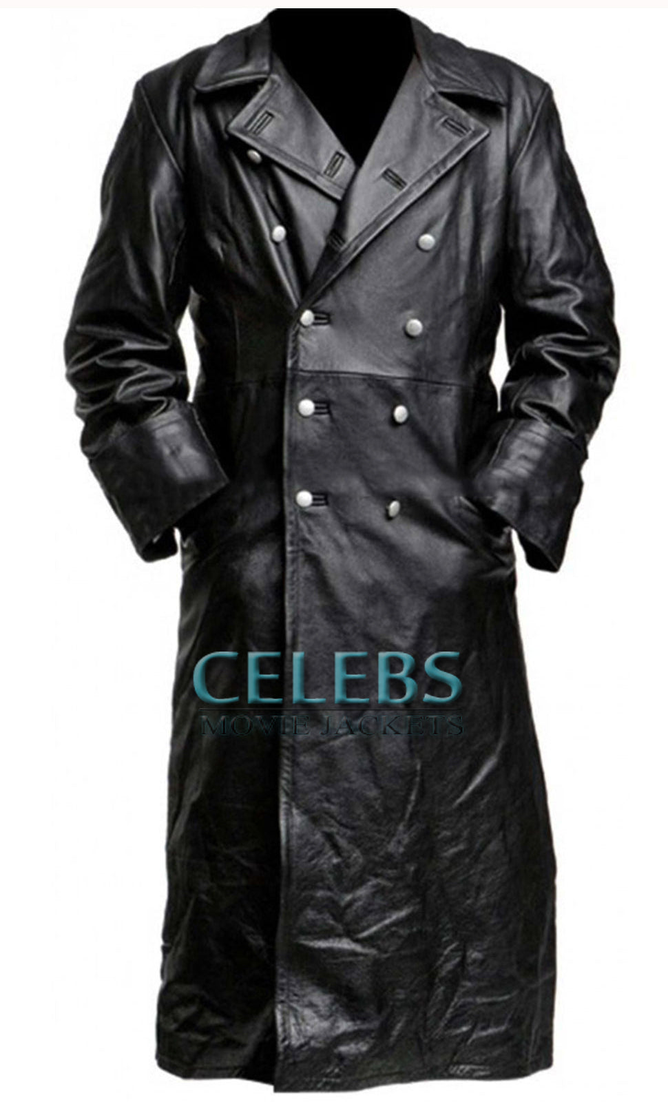 WW2 German Gestapo Black Trench Leather Coat