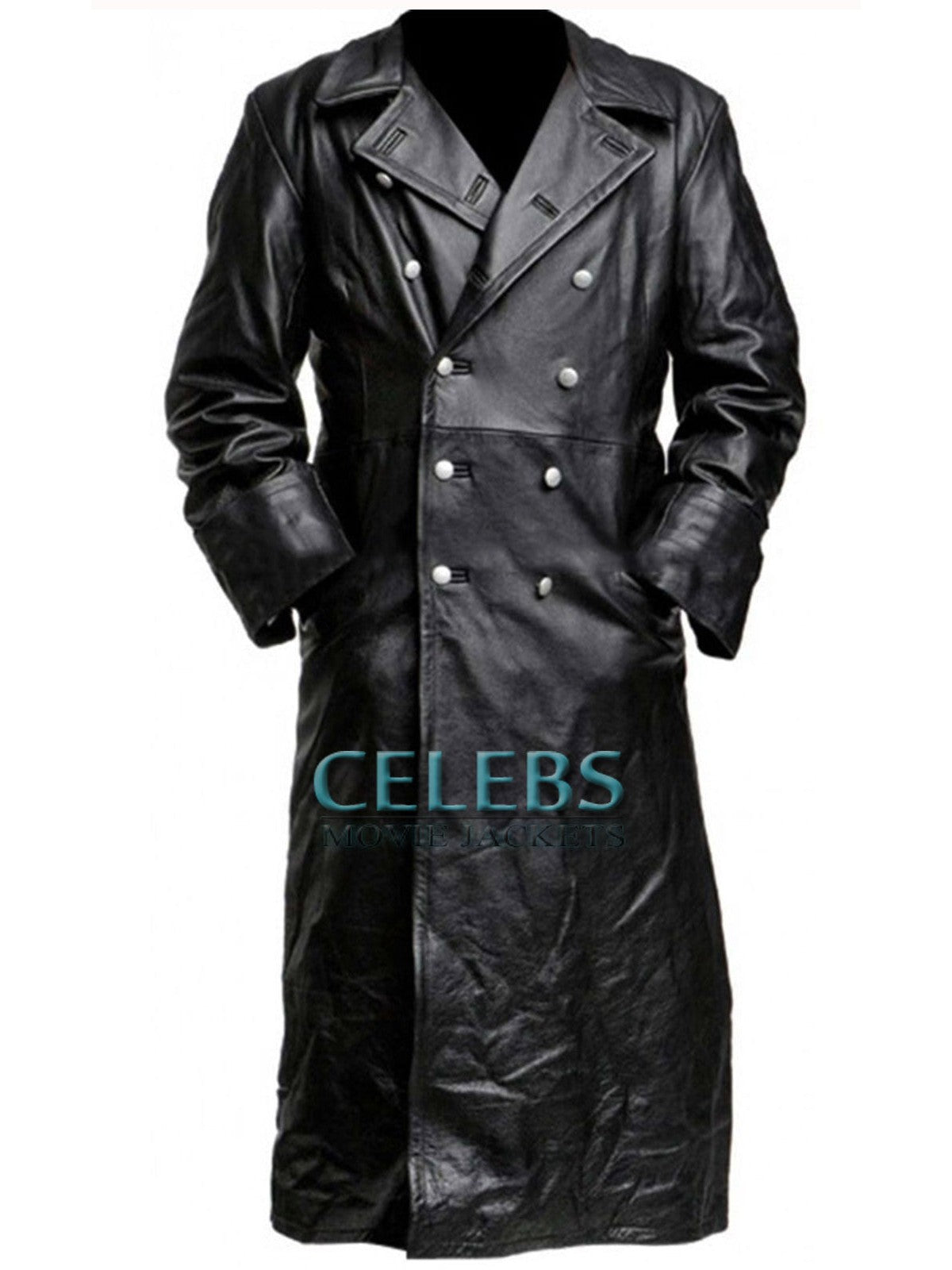 WW2 German Gestapo Black Trench Leather Coat
