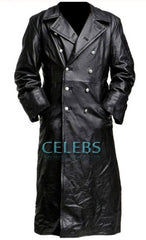 WW2 German Gestapo Black Trench Leather Coat
