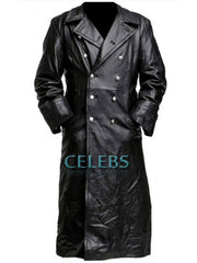 WW2 German Gestapo Black Trench Leather Coat