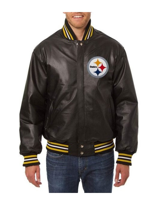 Pittsburgh Steelers Varsity Black Leather Jacket