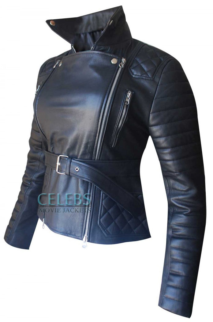 Rachel Bilson Stunning Quilted Biker Jacket