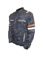 Men's Vintage Classic Cafe Racer Retro 2 Moto Black Leather Jacket