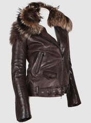 Rihanna Raccoon Fur Leather Jacket