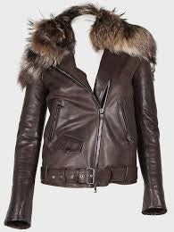Rihanna Raccoon Fur Leather Jacket