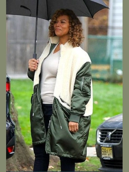 The Equalizer Queen Latifah Green & White Coat