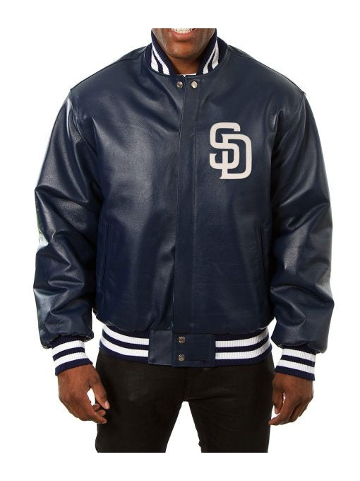 San Diego Padres Varsity Navy Blue Leather Jacket