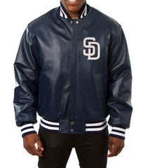 San Diego Padres Varsity Navy Blue Leather Jacket