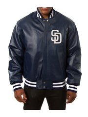 San Diego Padres Varsity Navy Blue Leather Jacket