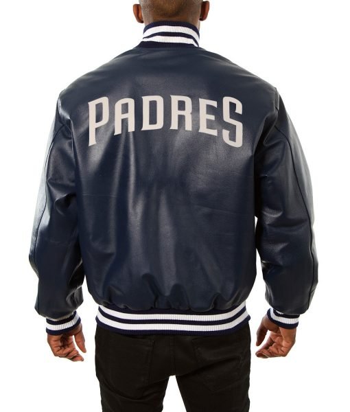 San Diego Padres Varsity Navy Blue Leather Jacket