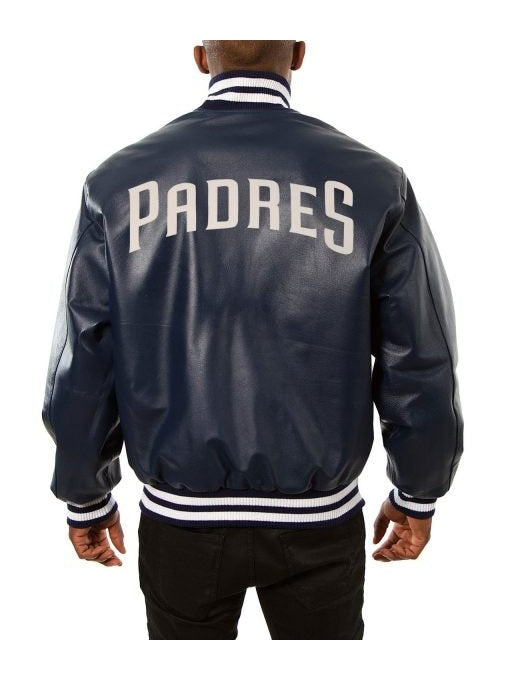 San Diego Padres Varsity Navy Blue Leather Jacket