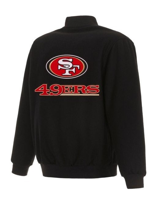 San Francisco 49ers Varsity Black Wool Jacket
