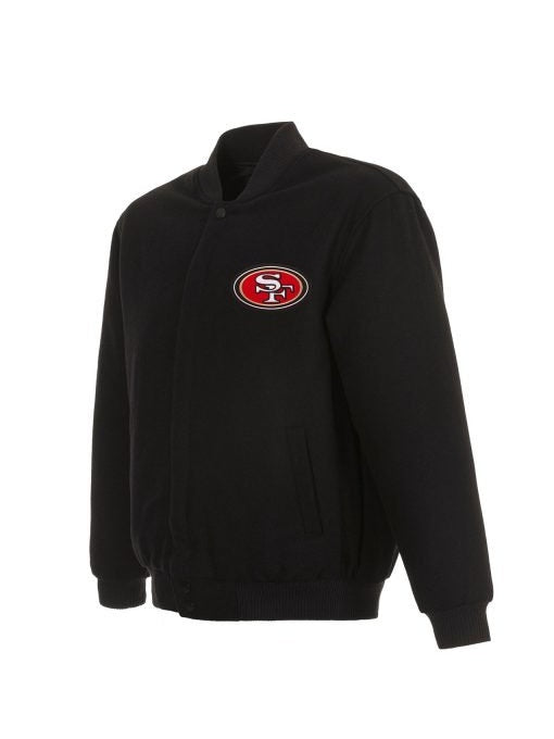 San Francisco 49ers Varsity Black Wool Jacket