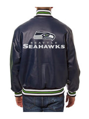 Seattle Seahawks Varsity Navy Blue Leather Jacket