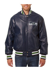 Seattle Seahawks Varsity Navy Blue Leather Jacket