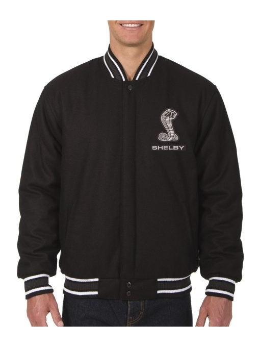 Shelby Black Wool Varsity Jacket