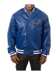 St. Louis Blues Varsity Royal Blue Leather Jacket