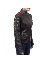 Women's Cafe Race OX Blood Waxed Brown Leather Jacket