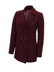 Women Double Breasted Maroon Wool Coat