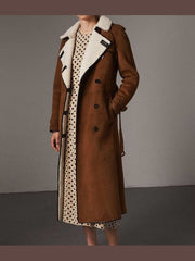 Womens Brown Double Breasted Coat