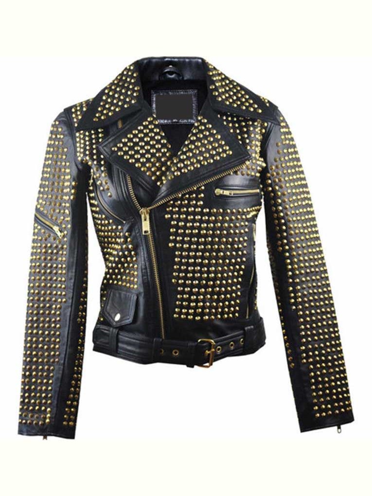 Womens Full Golden Studded Jacket
