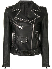 Womens Leather Silver Studded Jacket