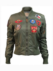 Womens Top Gun MA-1 Olive Bomber Jacket
