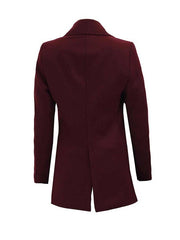 Women Double Breasted Maroon Wool Coat